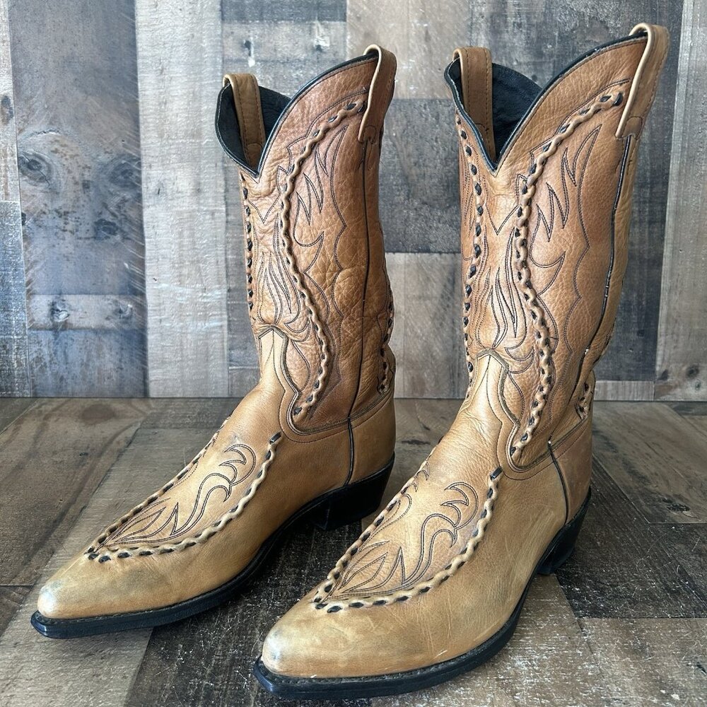 Dan Post Tan Embroidered Western Leather Boots